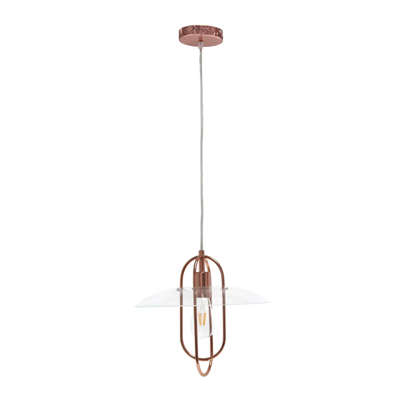 Lalia Home 1 Light Elongated Design Metal Pendant Light with Clear Glass Shade - Rose Gold